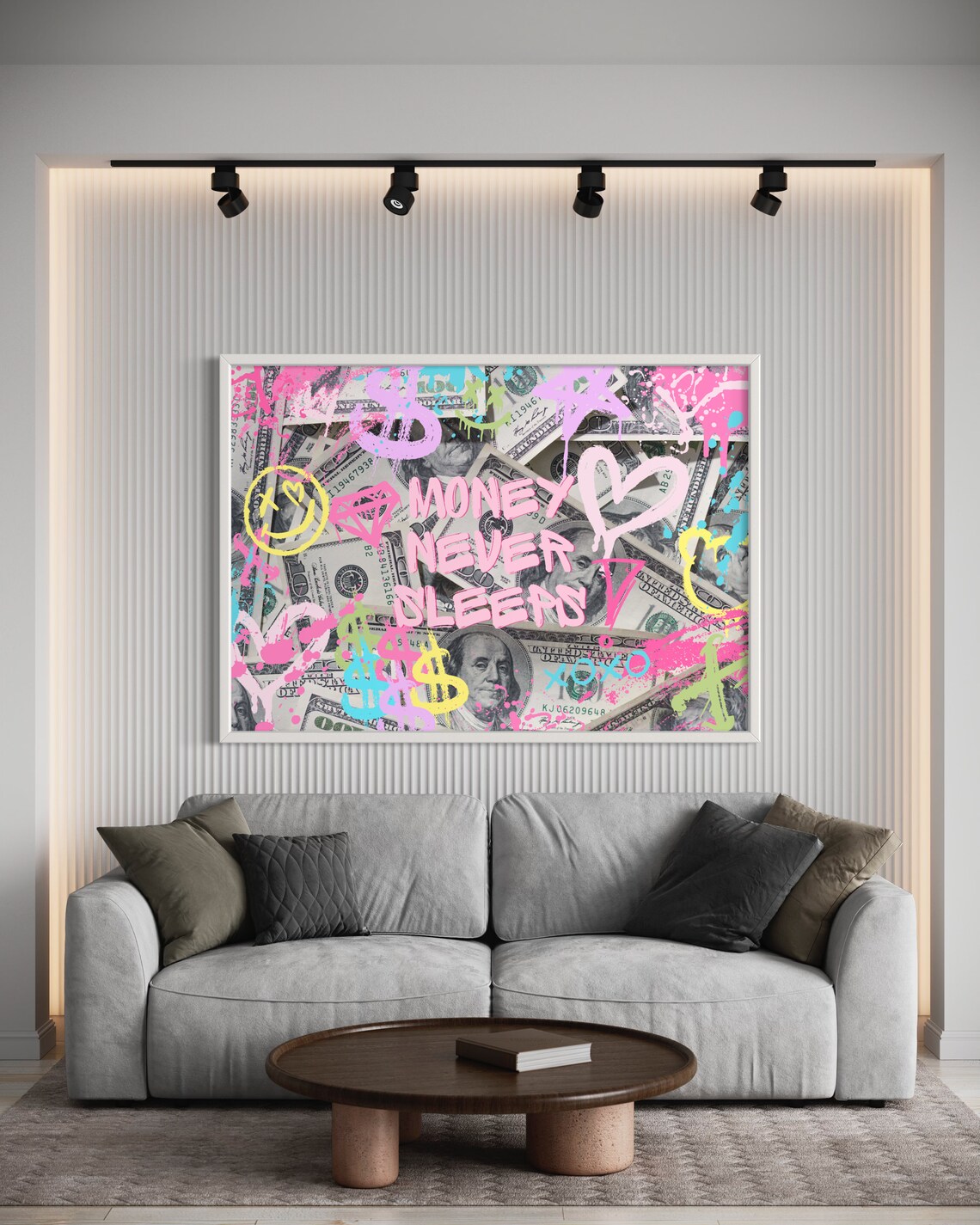 Money Never Sleeps Graffiti Preppy Art Print - Image 3