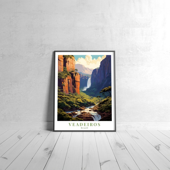 Veadeiros Vintage Travel Poster Retro Brazil Art Print Colorful Home Decor Wall Unique Gift