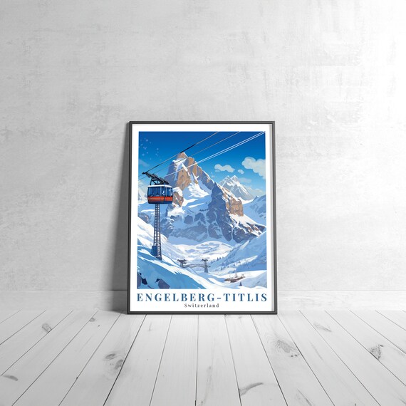 Engelberg Titlis Switzerland Cable Car Alpine Ski Travel Poster