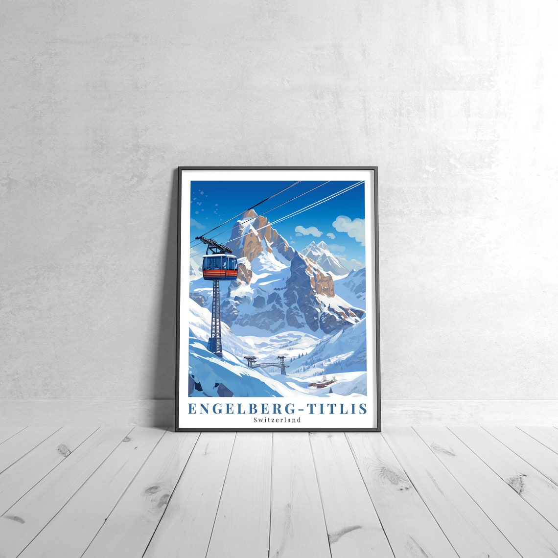Engelberg Titlis Switzerland Cable Car Alpine Ski Travel Poster