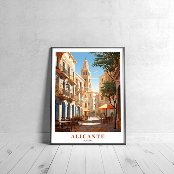 Alicante Vintage Travel Poster, Retro Spain Art Print