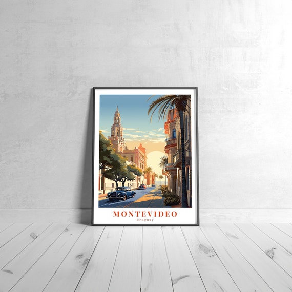 Montevideo Vintage Travel Poster Retro Uruguay Art Print Colorful Home Decor Wall Unique Gift