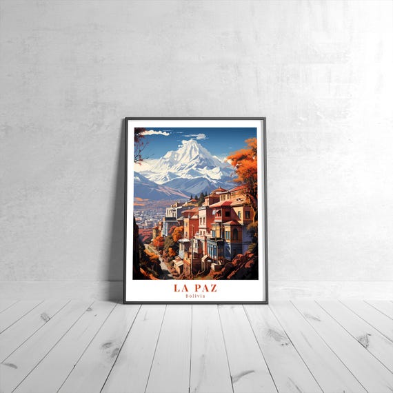 La Paz Vintage Travel Poster Retro Bolivia Art Print Colorful Home Decor Wall Unique Gift