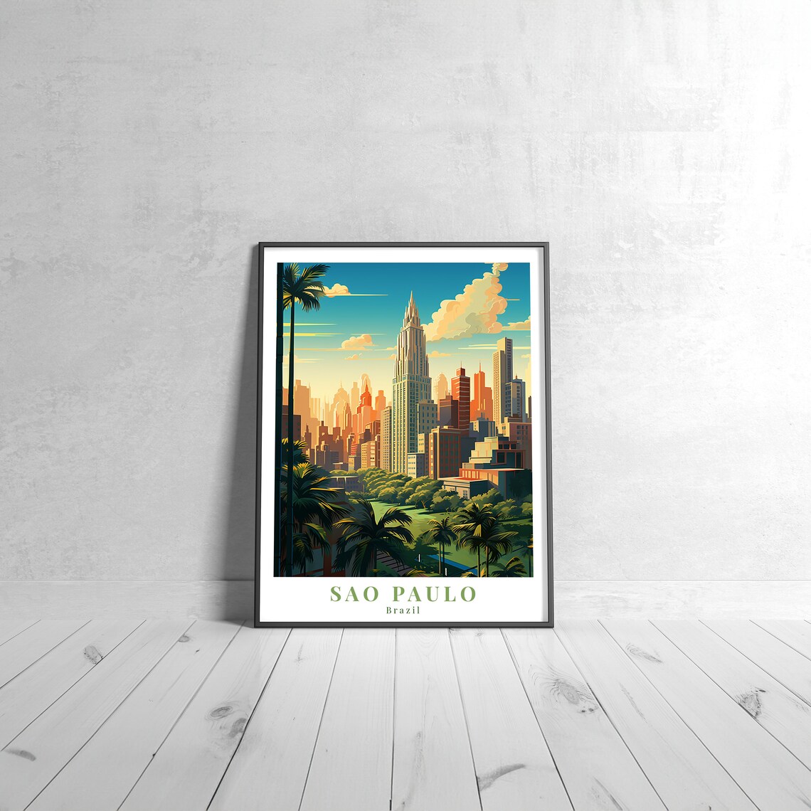 Sao Paulo Vintage Travel Poster, Brazil Art Print