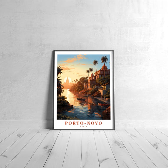 Portonovo Vintage Travel Poster Retro Benin Art Print Colorful Home Decor Wall Unique Gift