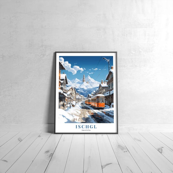 Ischgl Vintage Travel Poster Retro Austria Art Print Colorful Home Decor Wall Unique Gift