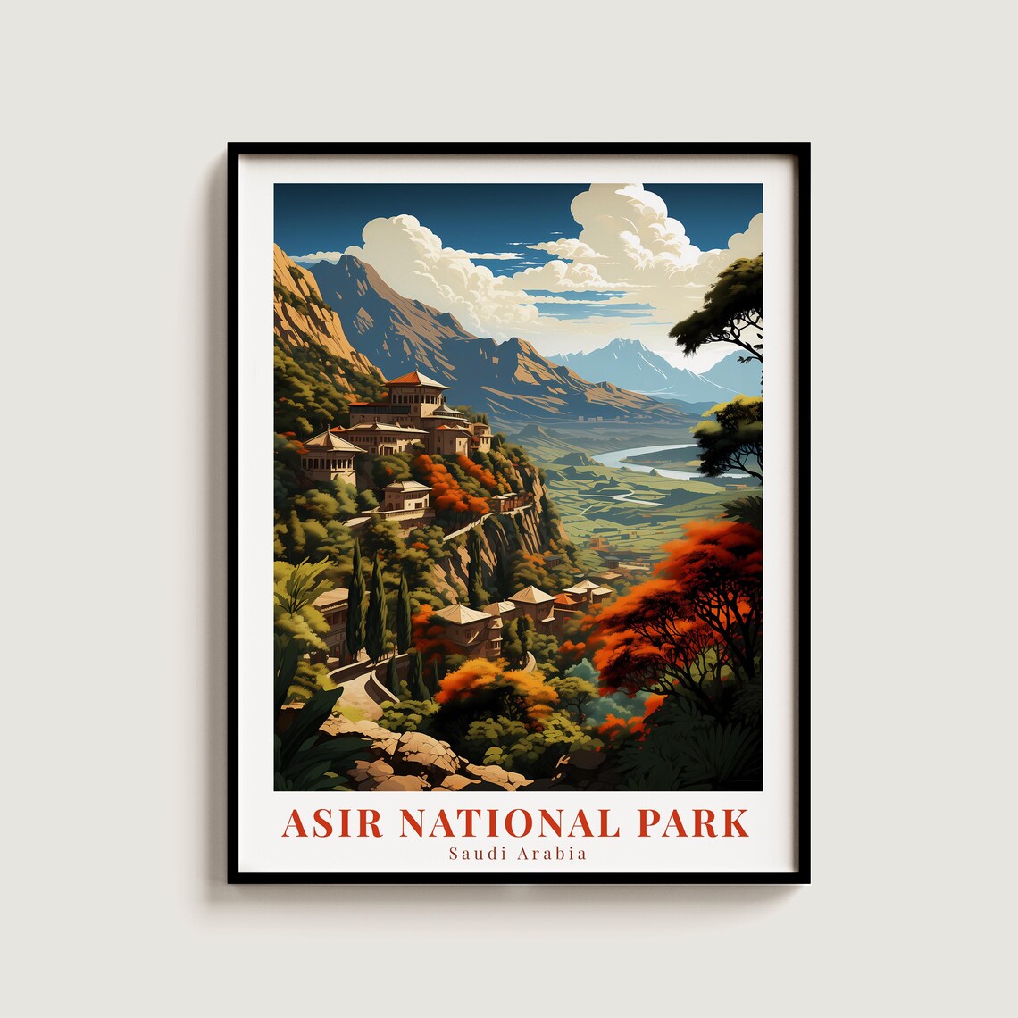 Asir National Park Vintage Travel Poster