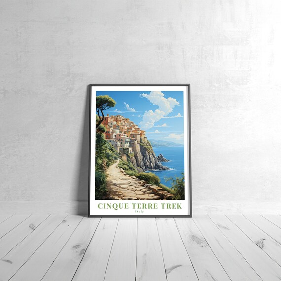 Cinque Terre Trek Italy Coastal Village Cliff Path Travel Poster