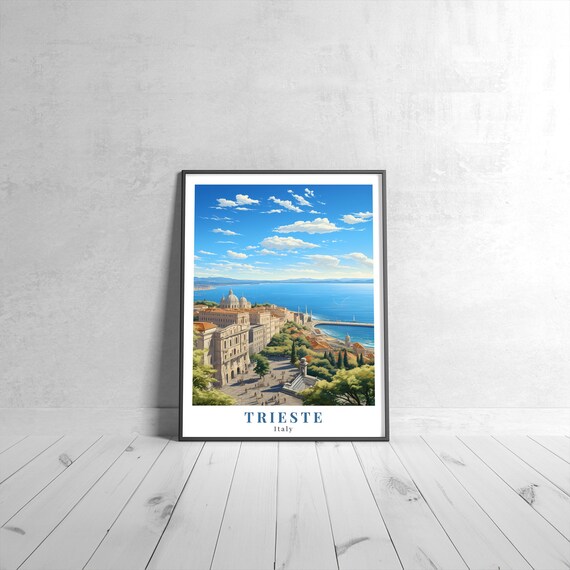 Trieste Italy Vintage Harbor Coastline Sea View Travel Poster