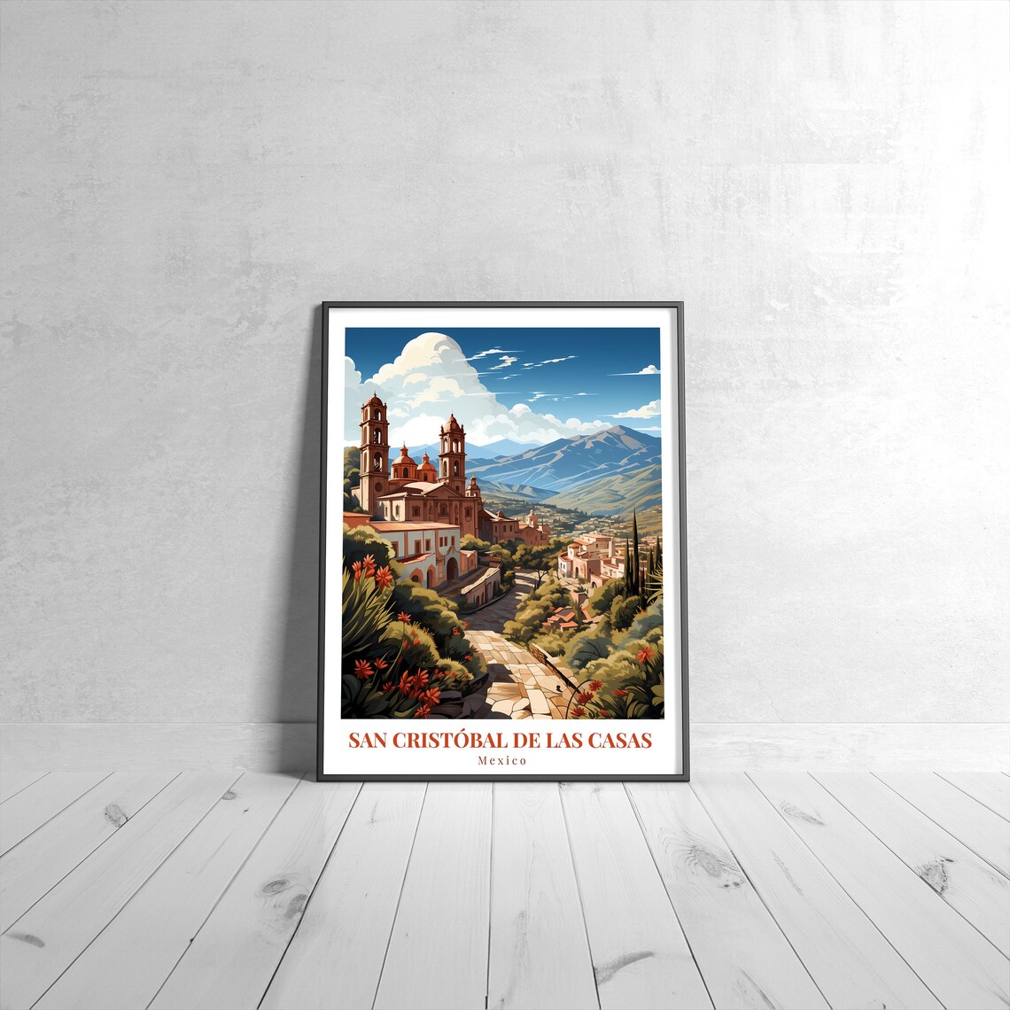San Cristbal De Las Casas Vintage Travel Poster