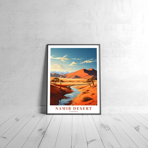 Namib Desert Vintage Travel Poster Retro Namibia Art Print Colorful Home Decor Wall Unique Gift