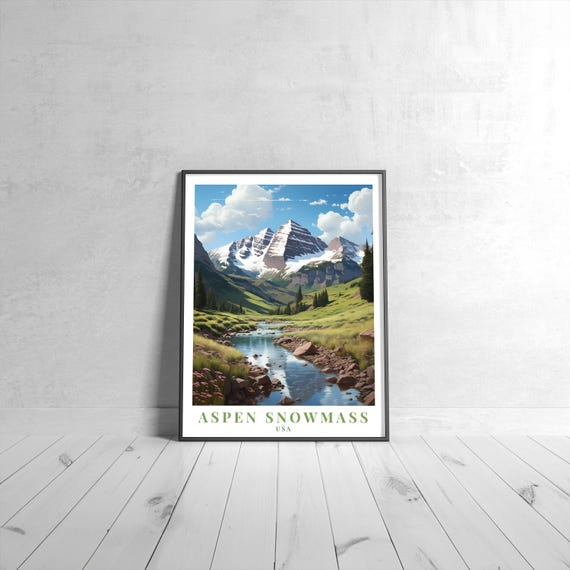 Aspen Snowmass Vintage Travel Poster Retro Usa Art Print Colorful Home Decor Wall Unique Gift