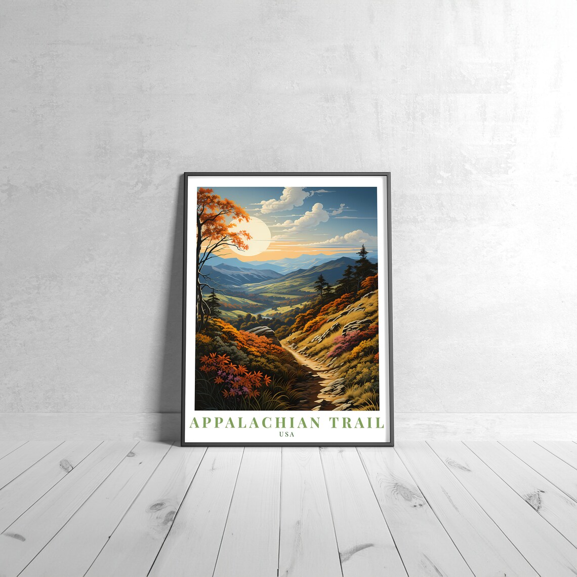 Appalachian Trail Autumn Hiking Vintage Travel Poster Retro USA