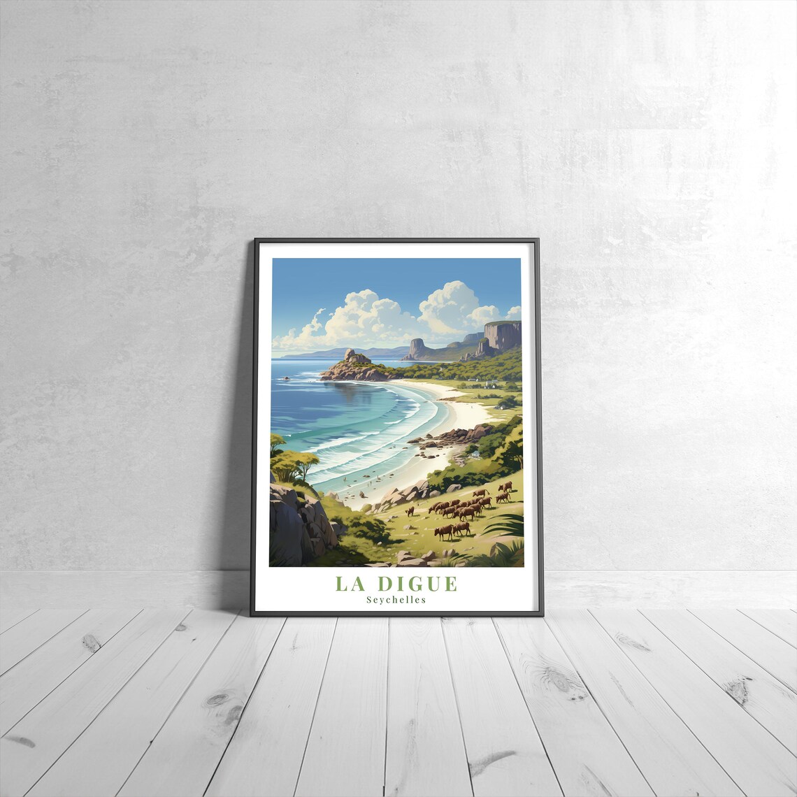 La Digue Vintage Travel Poster, Seychelles Travel Poster