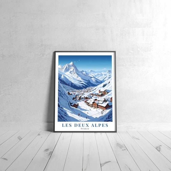 Les Deux Alpes Vintage Travel Poster Retro France Art Print Colorful Home Decor Wall Unique Gift