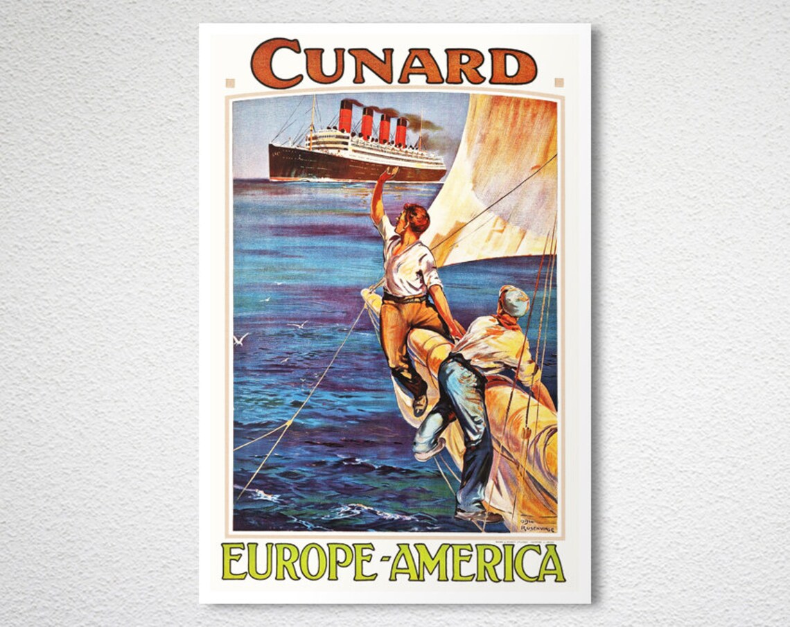 Cunard Europe America Vintage Travel Poster - Image 2