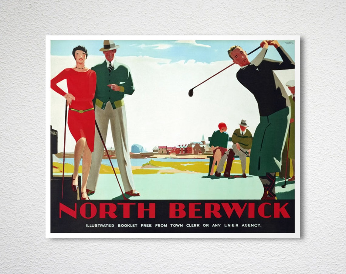 North Berwick LNER Golf Links Course Scottish British Travel Poster - Image 2