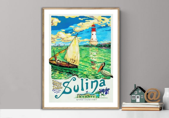 Sulina Romania Vintage Travel Poster Romania Poster Retro Poster Gift Idea Wall Decor
