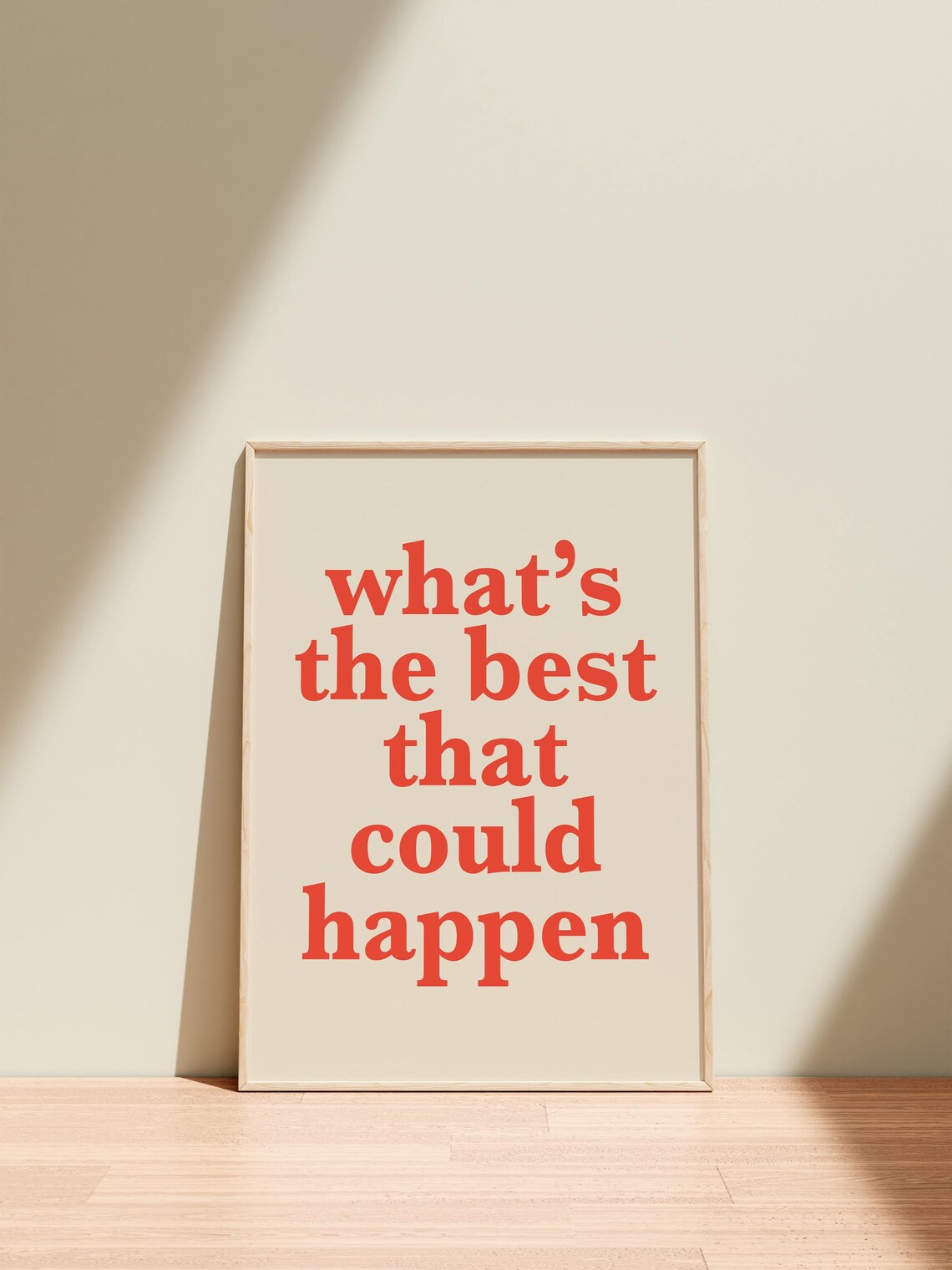 Whats the Best That Could Happen Coral Red Serif Quote Poster - Image 3