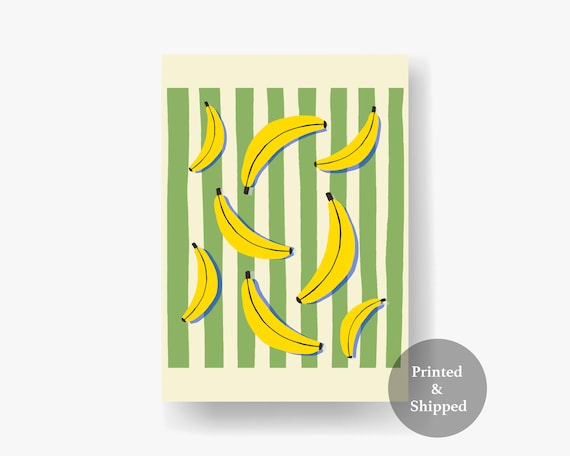 Retro Wall Art Banana Fruit Art Trendy Wall Art Food Illustration Poster Art Kitchen Wall Decor Summer Print Art