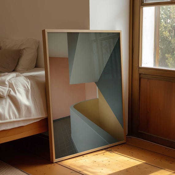 Minimalist Architectural Wall Art Modern Geometric Interior Print In Muted Colors