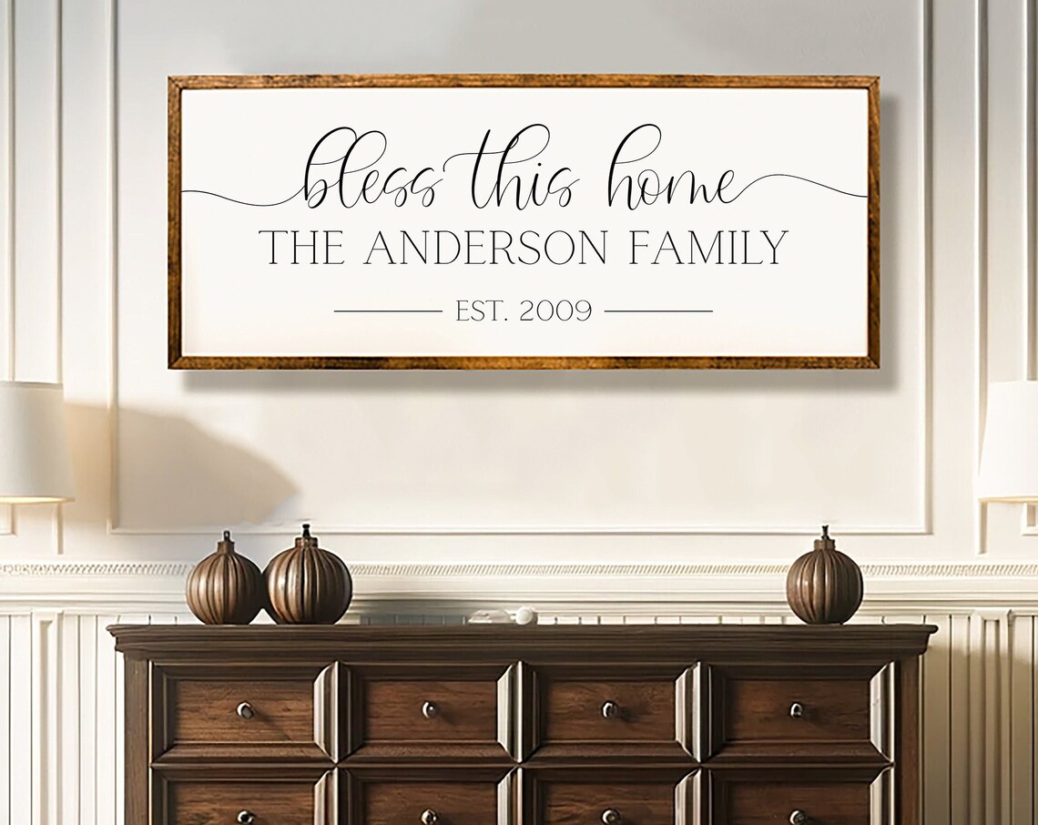 Bless This Home Family Sign, Established Wall Art Print