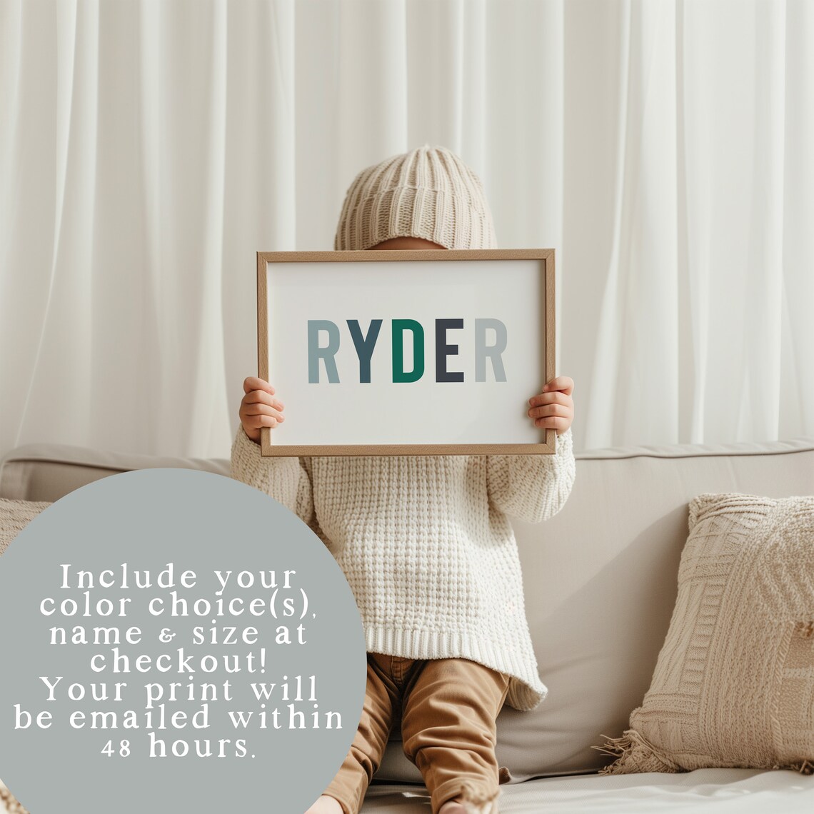 Custom Name Print, Modern Kids Room Art Print - Image 2
