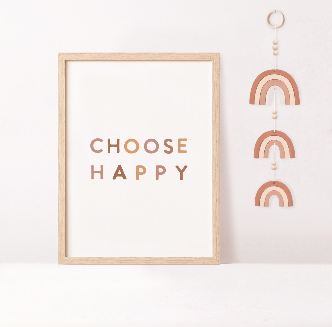 Choose Happy Boho Minimalist Warm Tones Inspirational Poster - Image 2