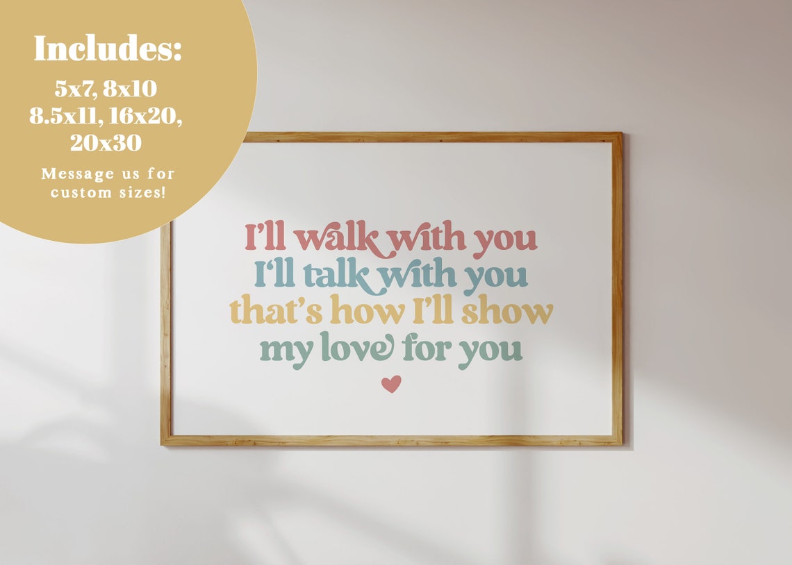 I'll Walk With You Colorful Retro Kids Friendship Quote Poster - Image 2
