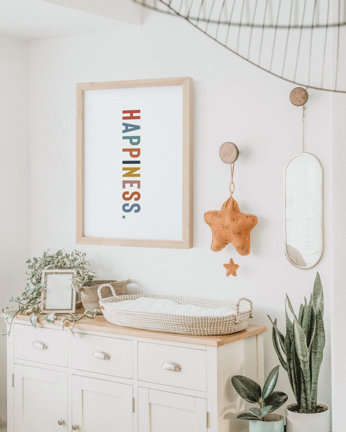Happiness Colorful Vertical Block Lettering Typography Poster - Image 2