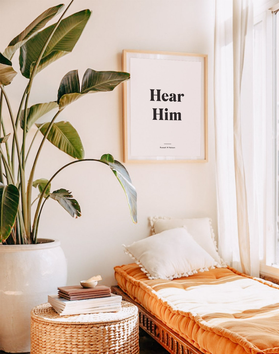 Hear Him Russell M Nelson Modern Faith Quote Minimalist Poster - Image 2