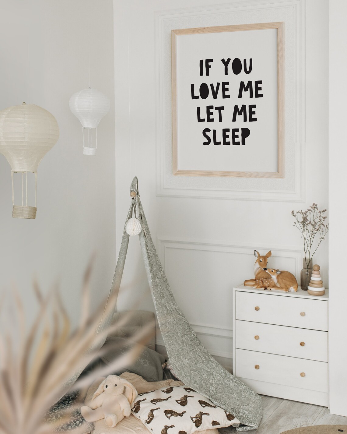 If You Love Me Let Me Sleep Chunky Black Kids Bedtime Quote Poster - Image 2