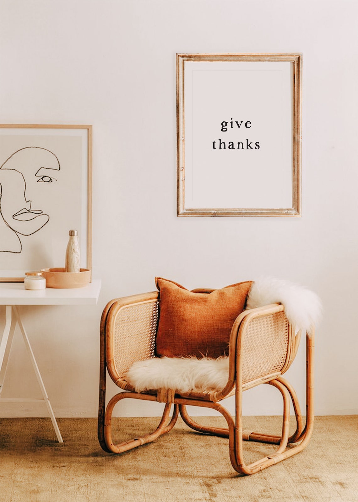 Give Thanks Minimalist Black Serif Thanksgiving Quote Poster - Image 2