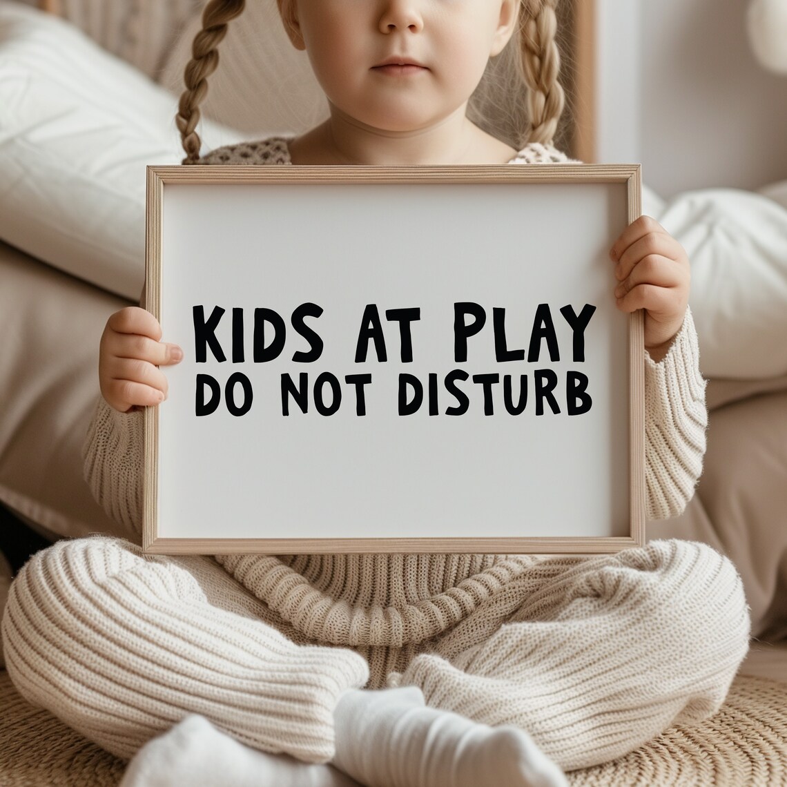 Kids At Play Do Not Disturb Bold Black Playroom Door Decor Poster - Image 2