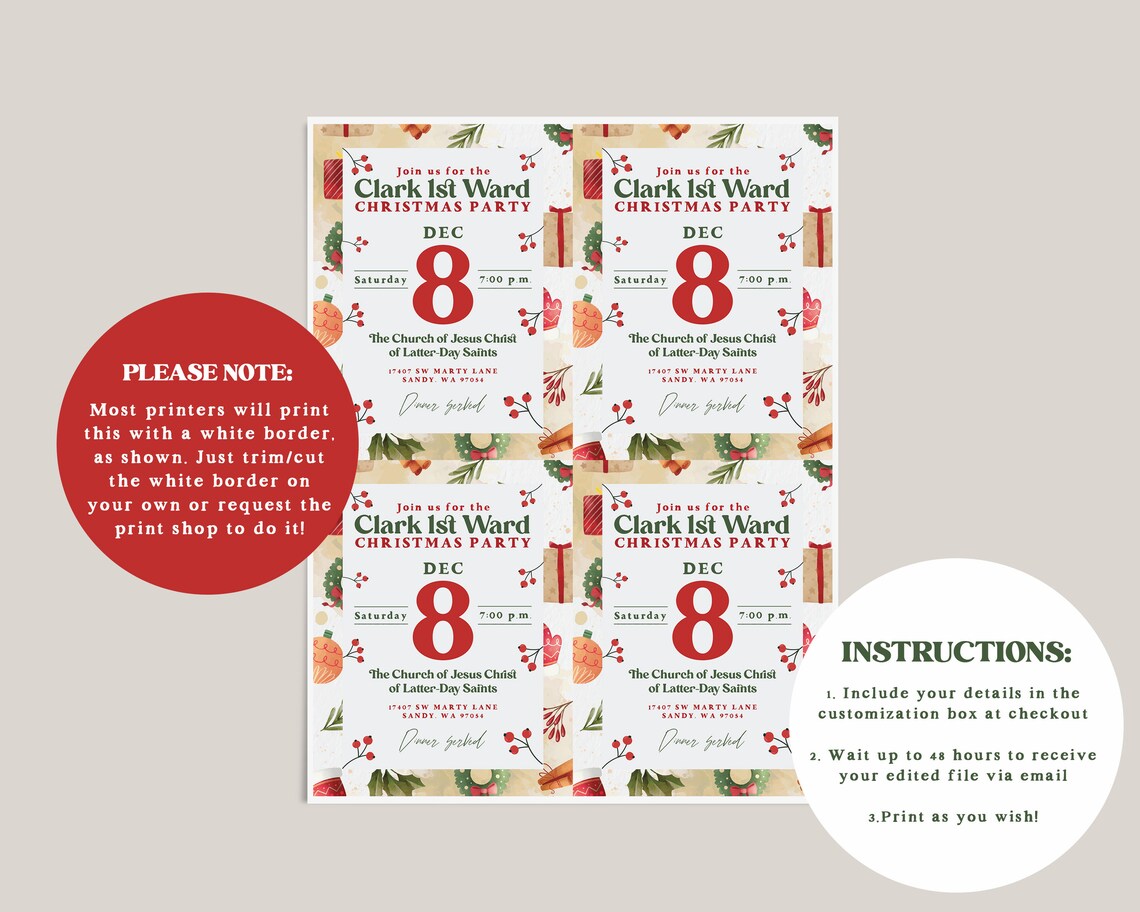 LDS Christmas Party Invite Poster, Holiday Event - Image 2
