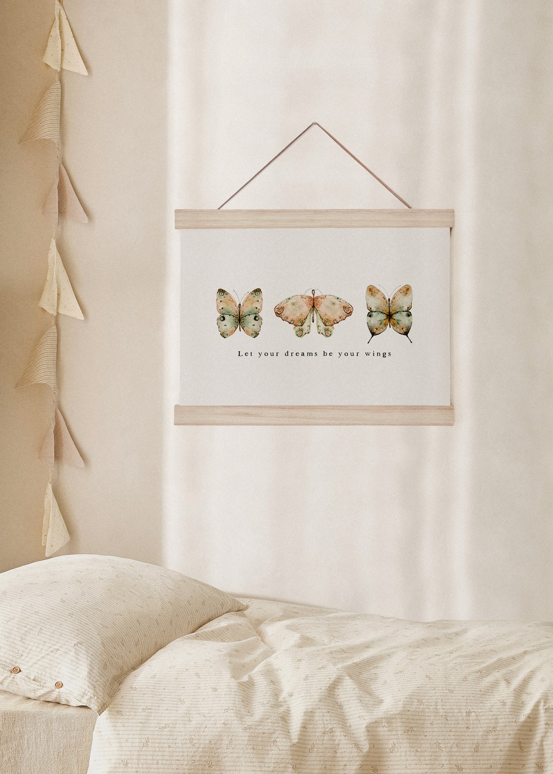 Let Your Dreams Be Your Wings Watercolor Butterfly Trio Print - Image 2