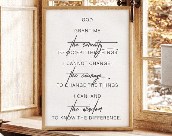 Serenity Prayer God Grant Me The Serenity Elegant Script Wall Poster