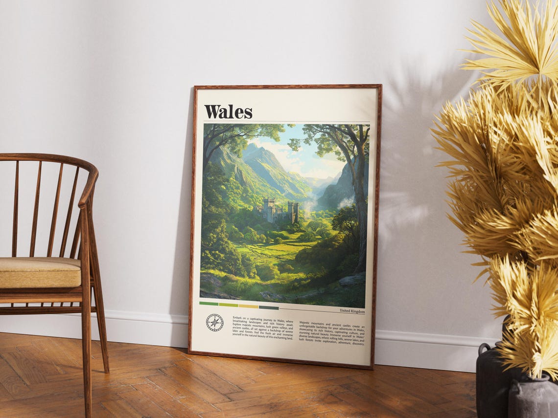 Wales Travel Print Wales Travel Poster Welsh Wall Art Wales Landscape Print Wales Travel Gift Coastal Art Print Wales Travel Gift - Image 4