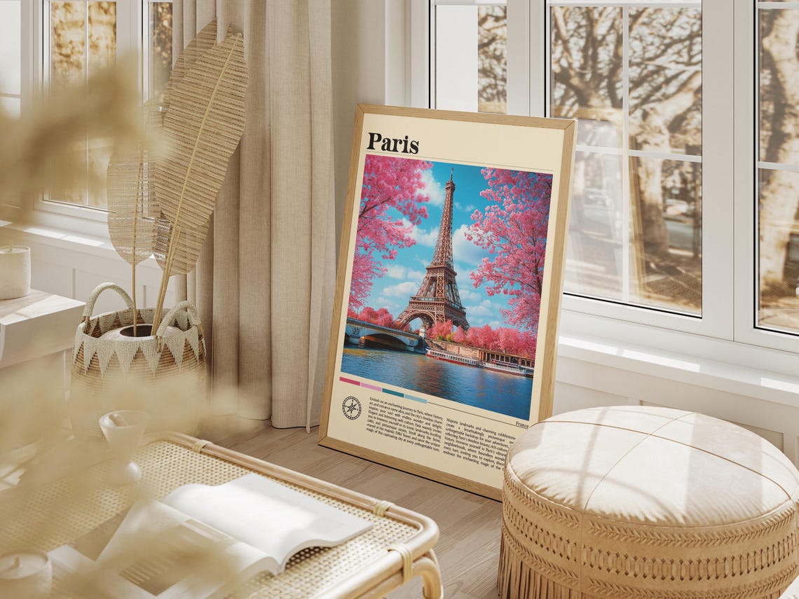 Paris Eiffel Tower Spring Cherry Blossom Blooms Seine Travel Poster - Image 6