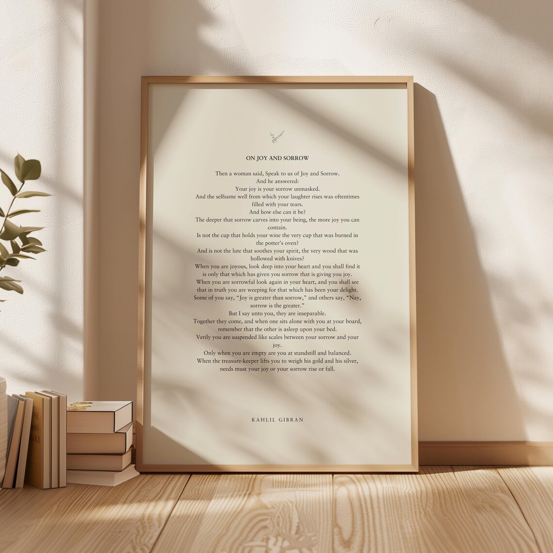 Kahlil Gibran Poetry Print on Joy and Sorrow