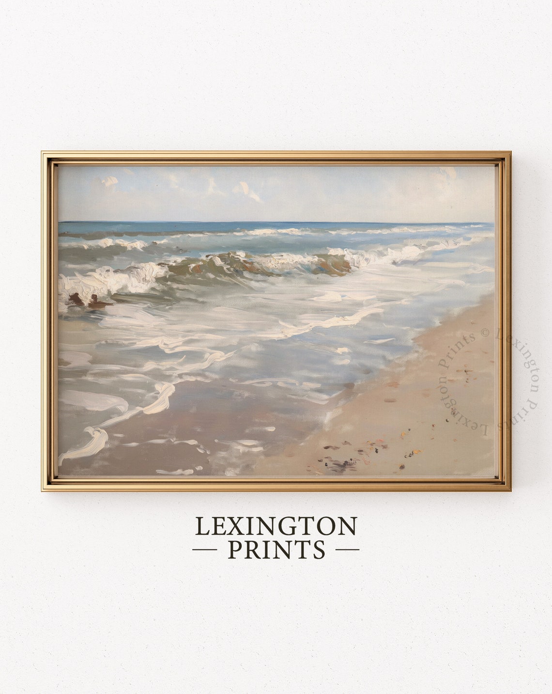 Soft Ocean Waves Washing Over Sandy Shore Beach Painting Poster - Image 6