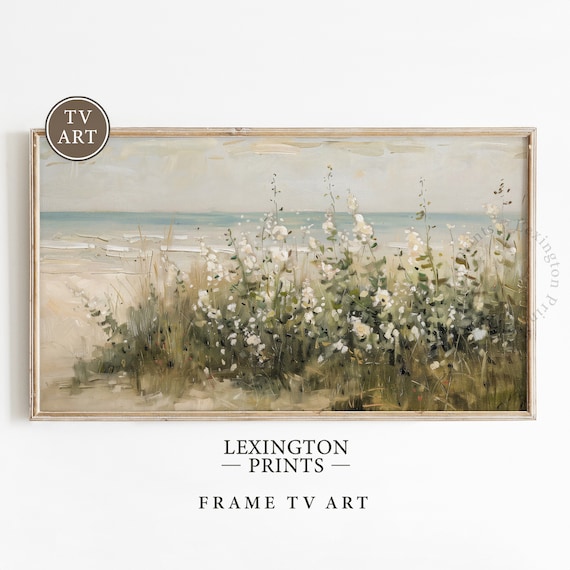 Soft Coastal Wildflowers by the Sea Frame TV Style Scenic Poster