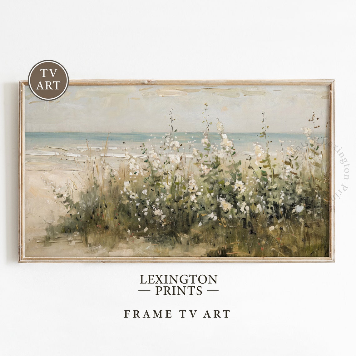 Beige Coastal Wildflower Tv Art Summer Tv Art Spring Tv Art Wildflower Art Vintage Beach Tv Art Floral Art Frame Tv Art Muted 702