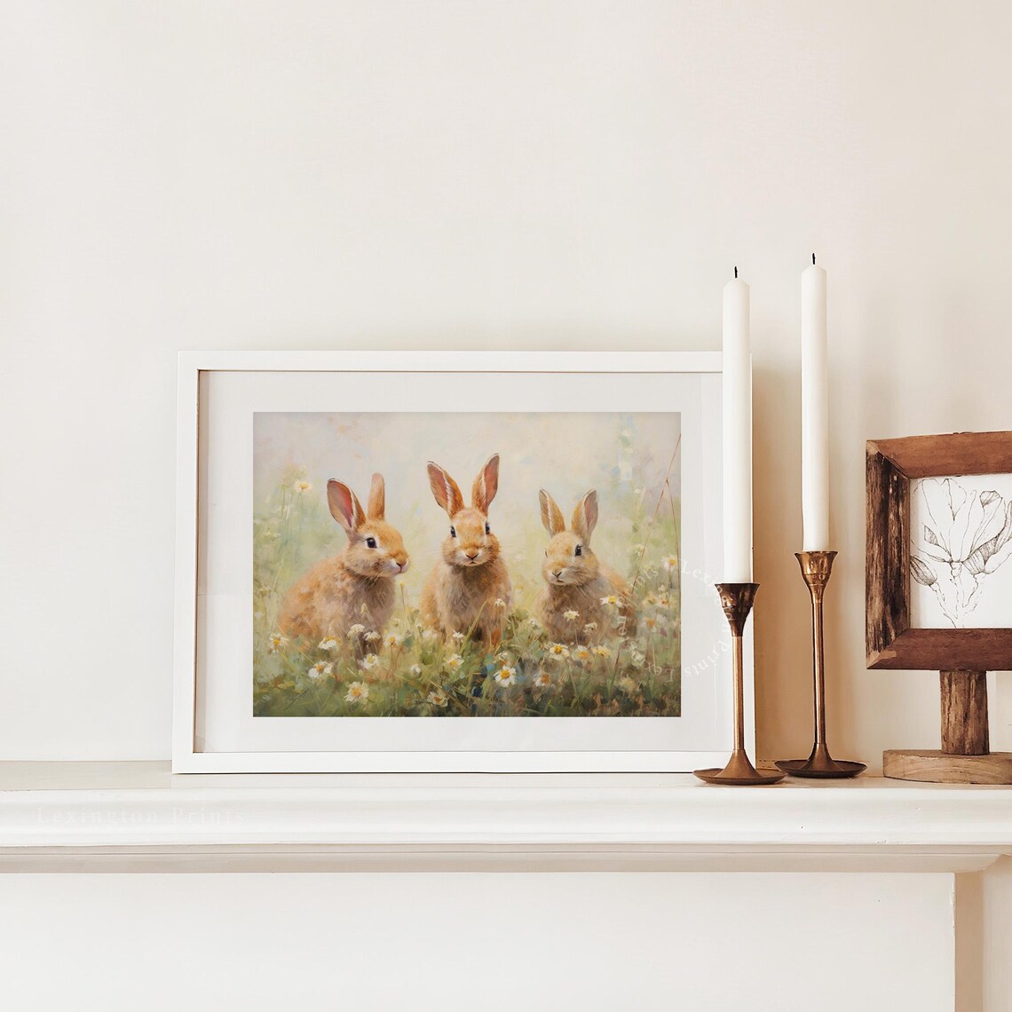Spring Bunny Rabbits Vintage Farmhouse Art Print - Image 2