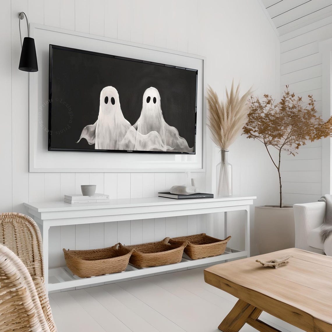 Ghost Friends Halloween Frame Tv Art Black White Minimalist Tv Art Ghost Tv Art Halloween Tv Art Fall Tv Art Halloween Party Tv Art 761 - Image 4