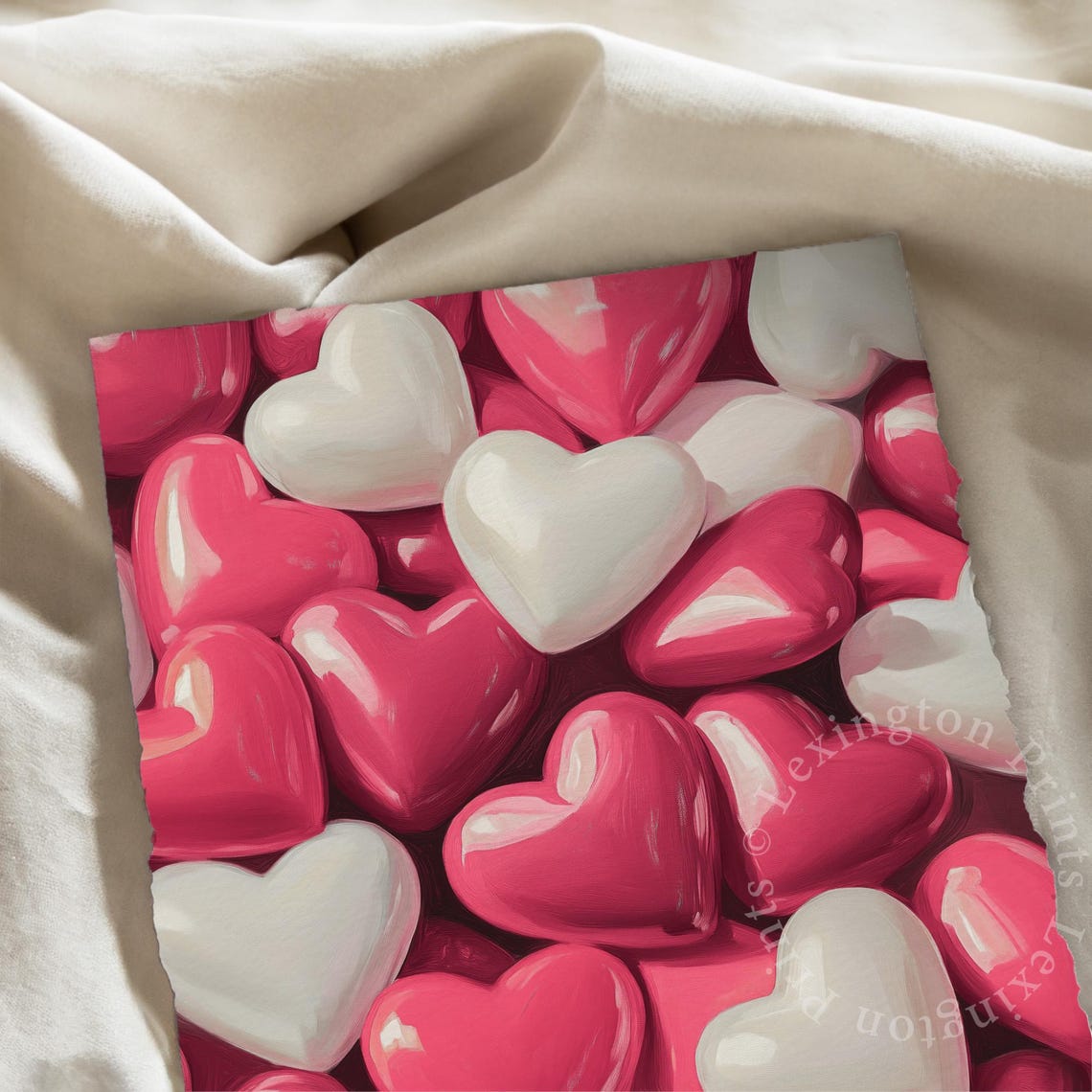 Glossy Pink White Candy Hearts Valentine Sweet Love Bedroom Poster - Image 6