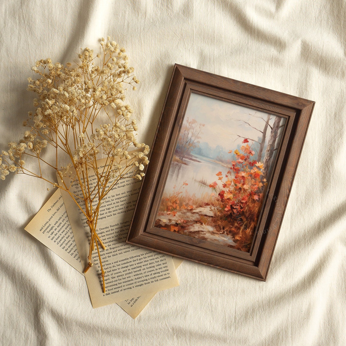 Autumn Lakeside with Red Orange Bushes Tranquil Fall Lake Poster - Image 4