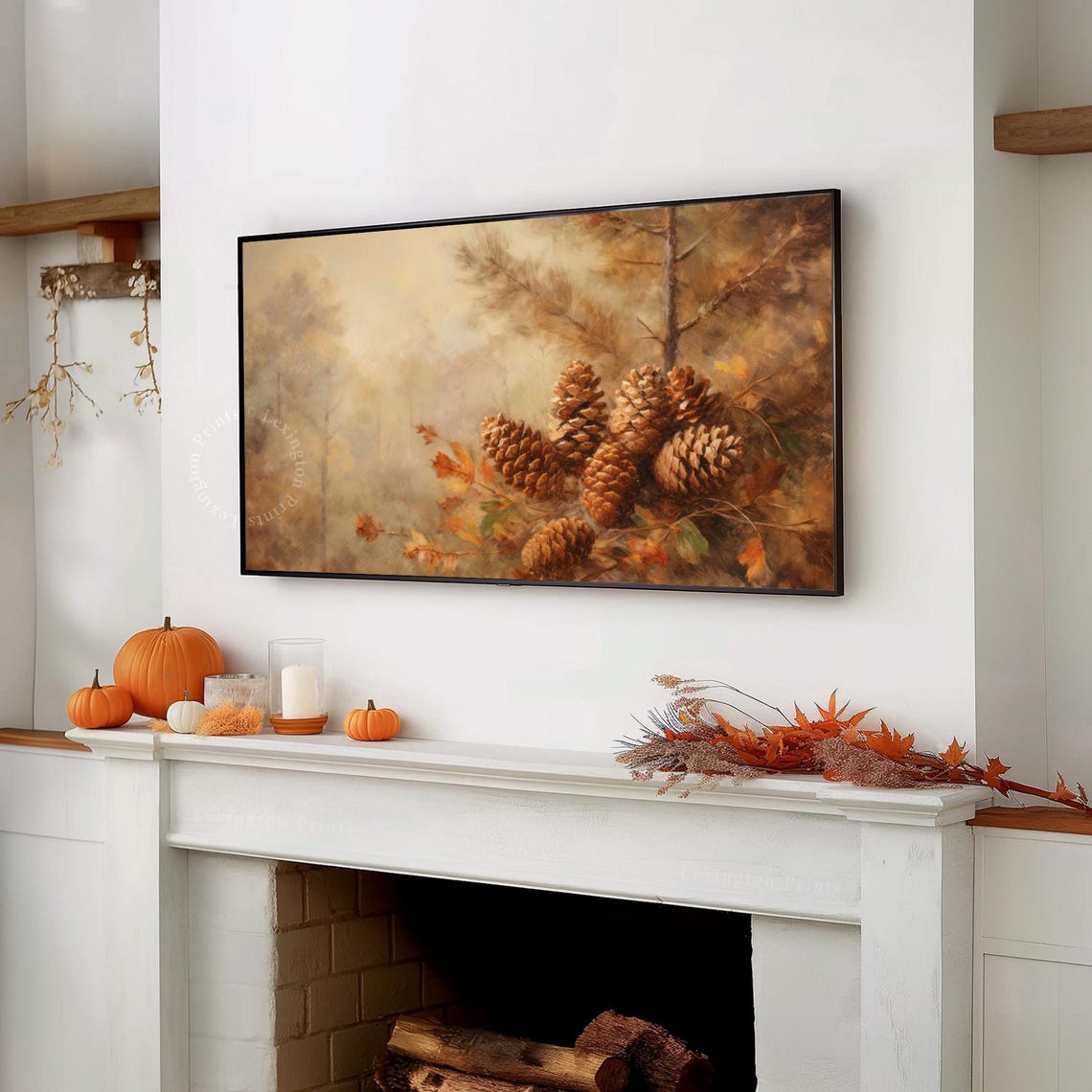 Golden Pinecones Autumn Branch Warm Vintage Botanical Fall Poster - Image 7