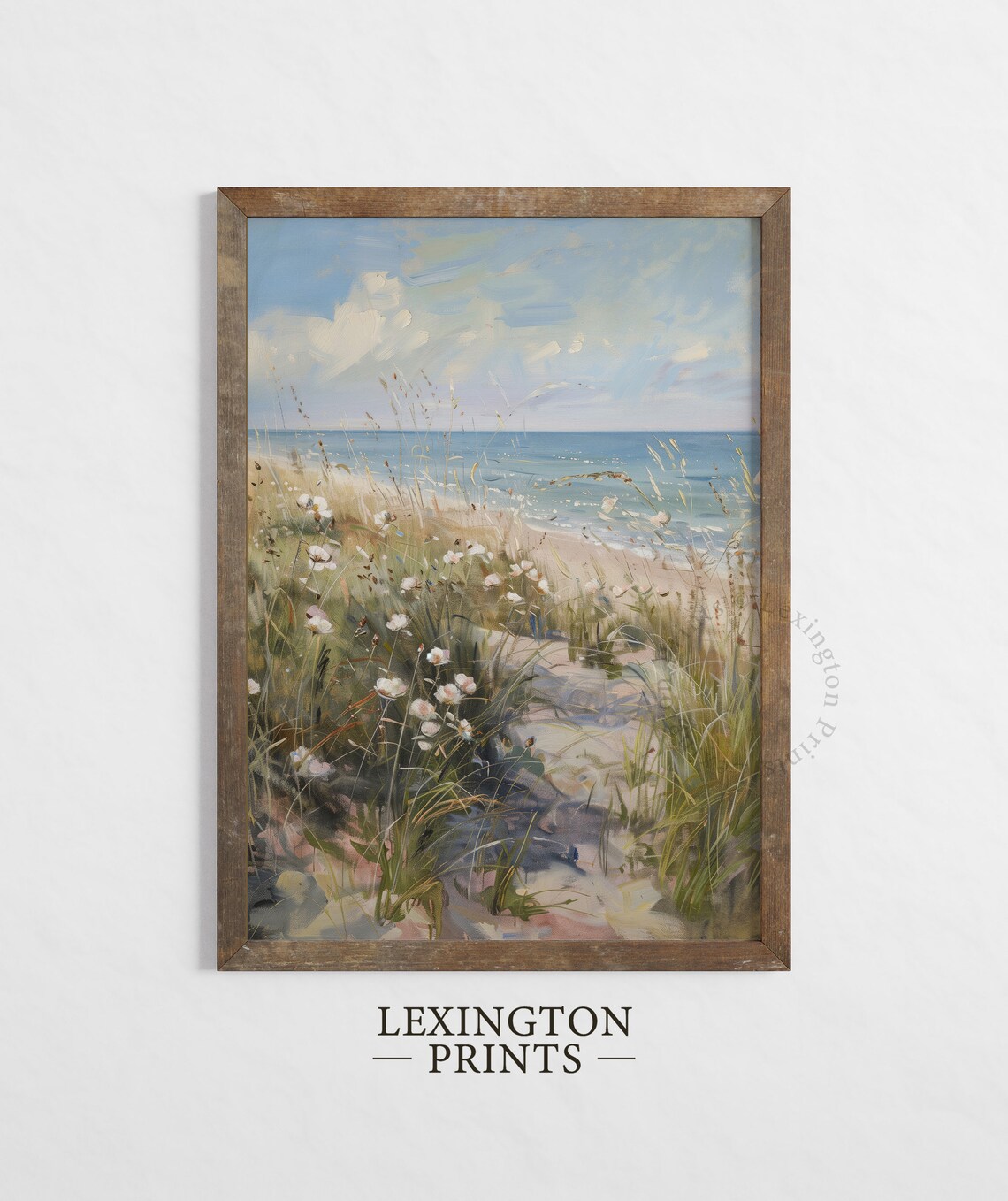 Coastal Beachgrass Wildflower Field Vintage Art Print - Image 5