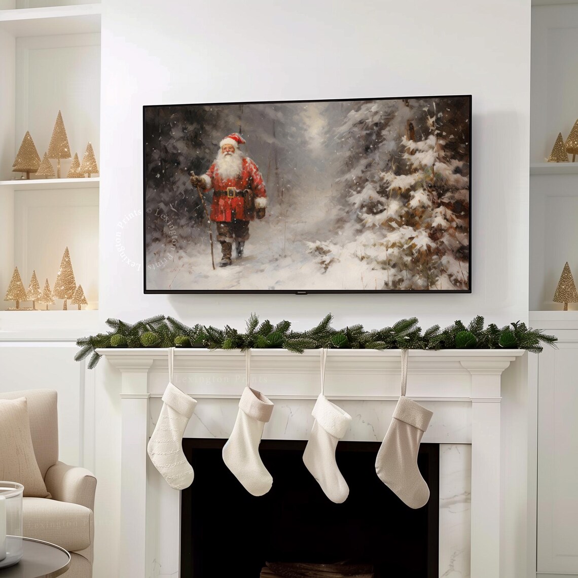 Santa Christmas Frame Tv Art Christmas Santa Christmas Wall Art Winter Forest Wall Art Vintage Christmas Tv Santa Print Christmas Decor 431 - Image 7